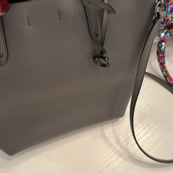 Gray leather Coach tote bag. - Picture 3 of 6